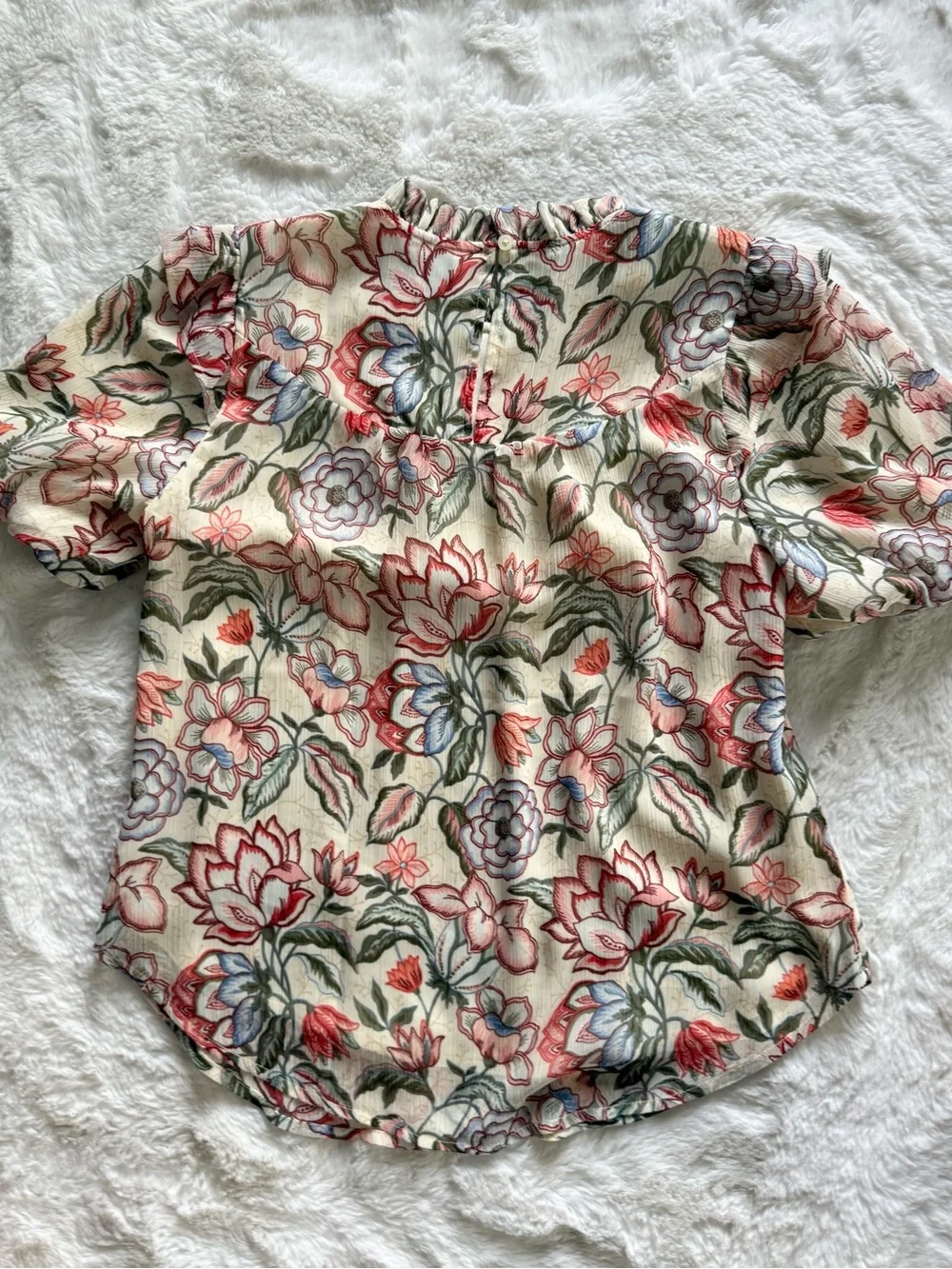 NWOT Ann Taylor Loft Floral Puff-Sleeve Blouse